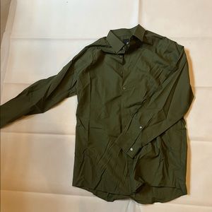J. Ferrar Mens slim fit dress shirt, Olive Green, Mens L